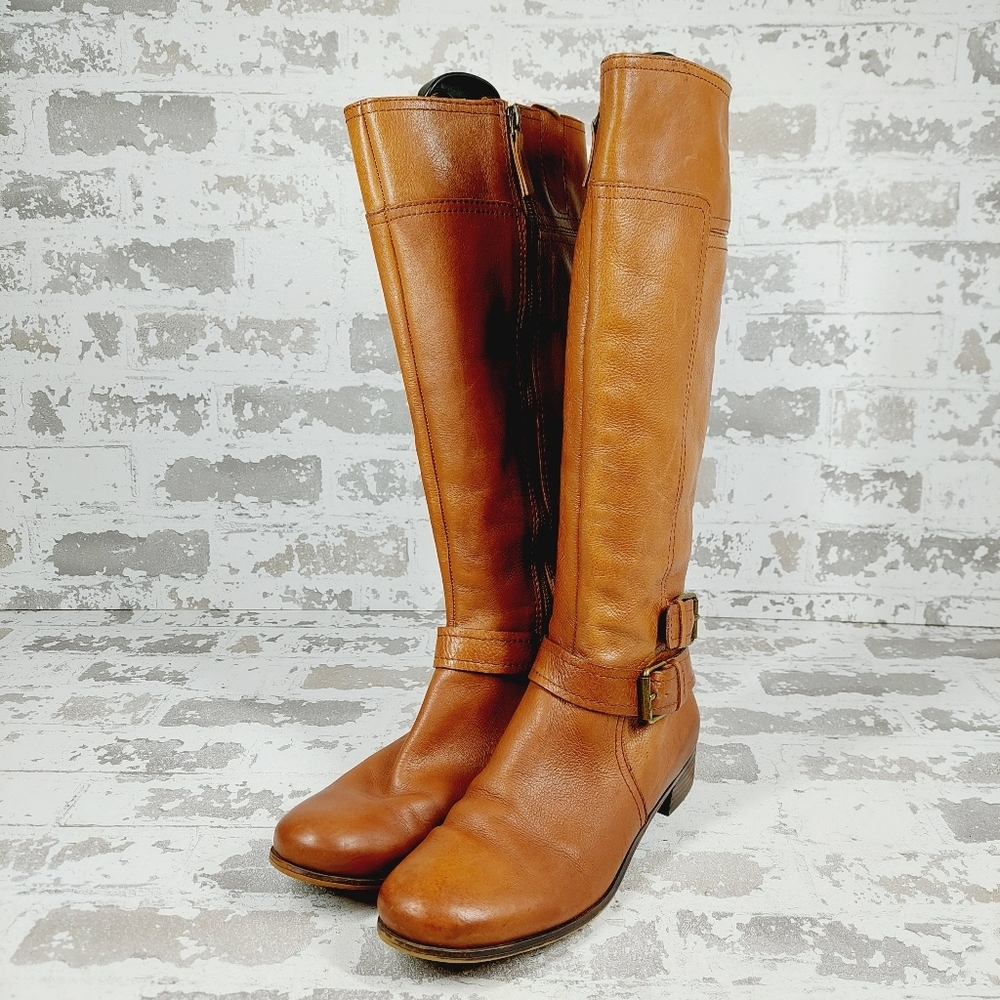 Nine West American Heritage Collection Sassy Fran Cognac Brown Riding Boots I728 - Picture 2 of 16